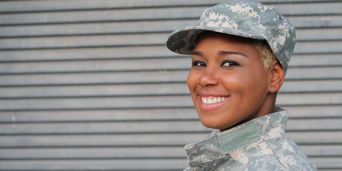Military woman in uniform.